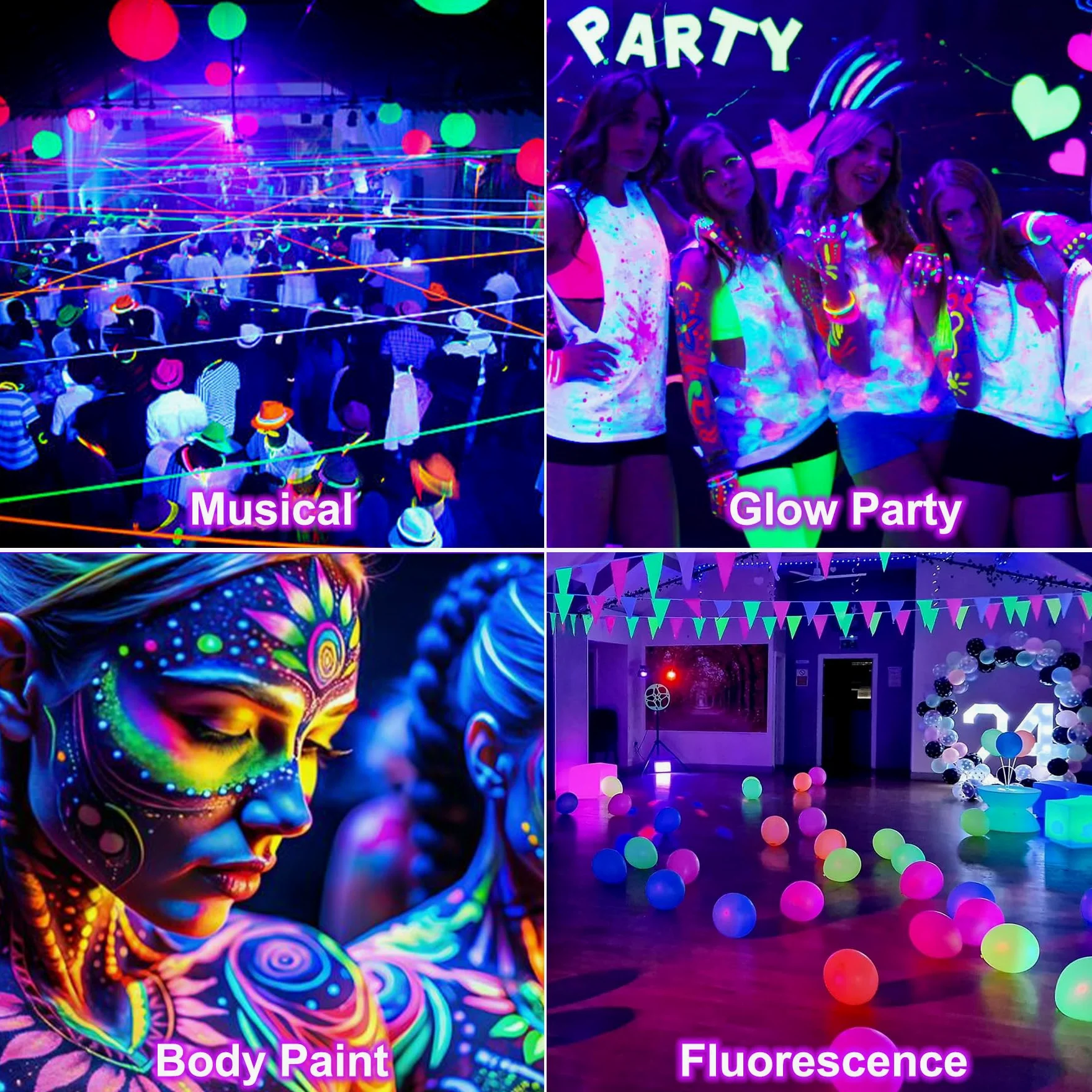 NATPOW 36W UV Bar Schwarzlichtlampe, LED Schwarzlicht mit Stecker, Wasserdicht Schwarzlichtlampe Fluoreszenz Blacklight Partylicht für Halloween Aquarium Bar Neonfarben Disco(1 Pack)