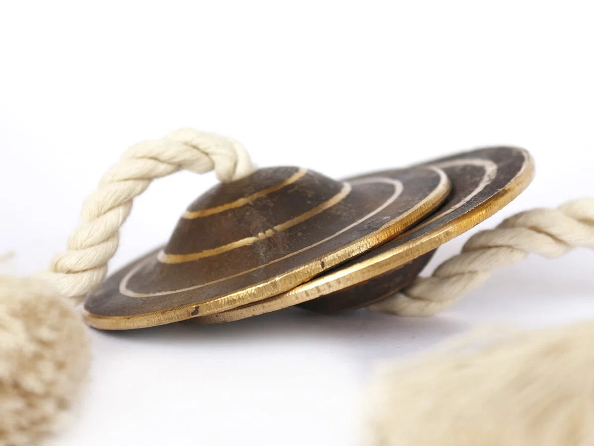 De Kulture Handmade Pure Kansa Manjeera Percussion Instrument Indian Cymbal Clapper Bell For Religious Ceremonies Bhajans Healing