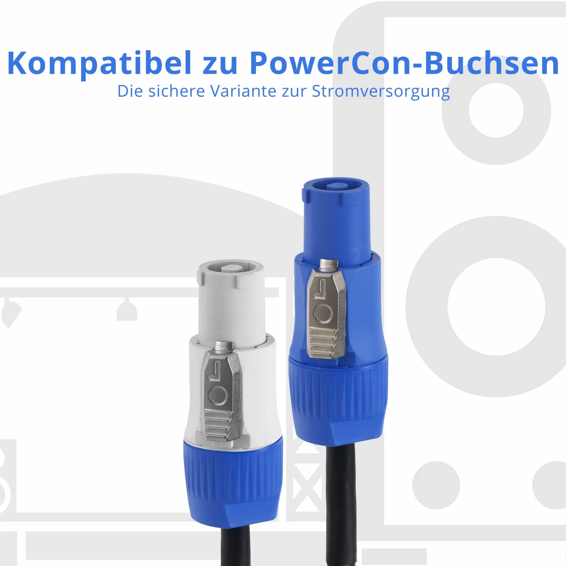 Pronomic Power Twist 2.5 Stromkabel Set - 2 Kabel zur Stromversorgung von Aktiv-Lautsprechern und Scheinwerfern - PowerCon-kompatible Stecker - Kabel (H05VV-F) m. 3X 1,5 mm² - Länge: 2,5 m - Schwarz