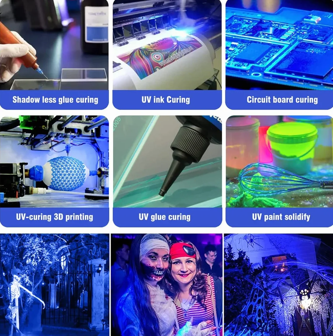 Eleganted 30W LED UV Strahler 365nm UV Fluter, Wasserdicht IP66 UV Strahler Ultraviolett Lichteffekt mit ON/OFF Schalter für Party,DJ,Bühne,Körperfarbe,Halloween Beleuchtung