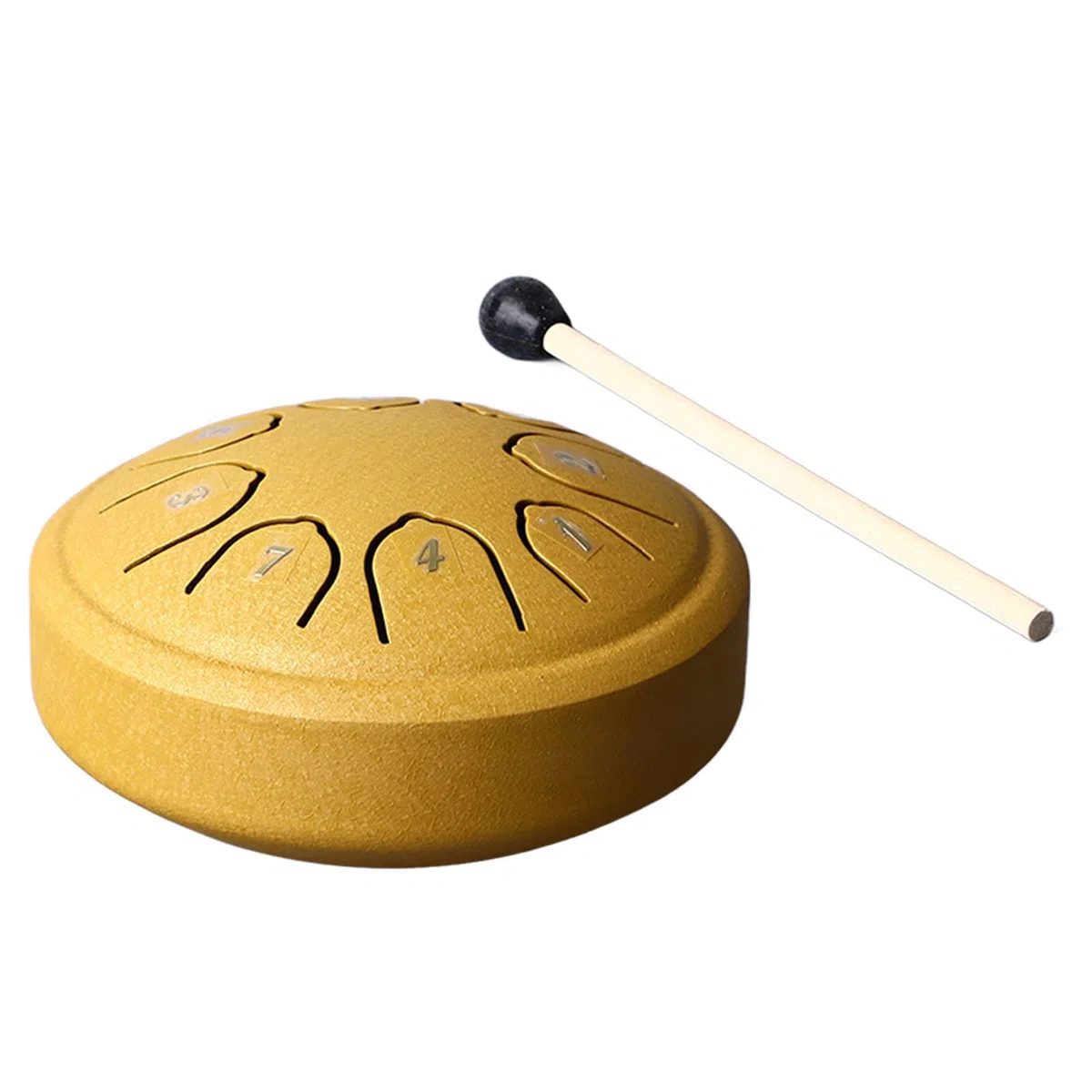 Zungentrommelinstrument aus Stahl, 11,4 cm, 8 Töne, C-Schlüssel, Karbonstahl, kleine Zungentrommel für Erwachsene, Kinder, Anfänger (Gold)