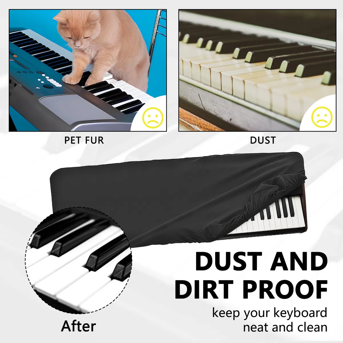 Musiin Staubschutz für Klaviertastaturen mit 88 Tasten, kompatibel mit Arturia Keylab 88 MK3, Nord Stage3 88, KORG Pa5X 88, Deluxe Chinlon staub- und kratzfest, maßgeschneidertes Design
