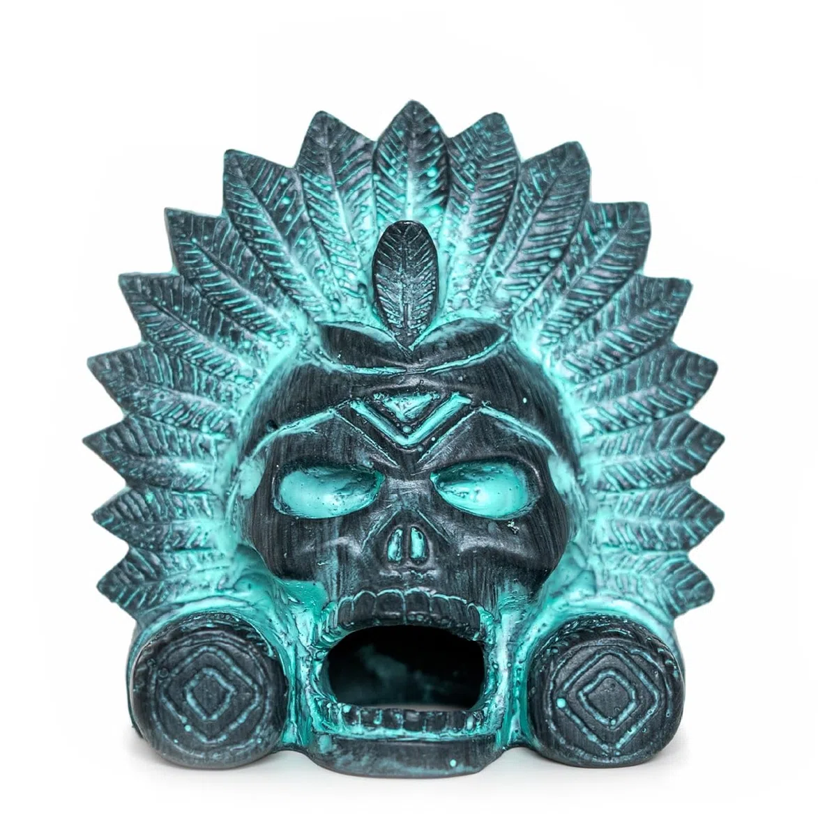 Handgefertigte Aztekische Todespfeife mit Kordelzugbeutel | Azteken Kriegspfeife, Realistische Soundeffekte, Halloween Geschenk, Outdoor-Aktivitäten, Zum Sammeln