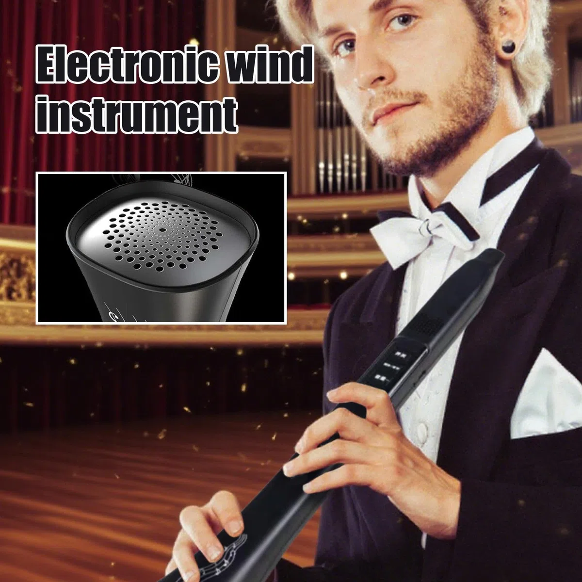 Elektronisches Blasinstrument,Tragbarer Synthesizer Für Blasinstrumente - Musikequipment mit drahtloser Konnektivität für Auftritte, Übungen, Outdoor-Veranstaltungen und