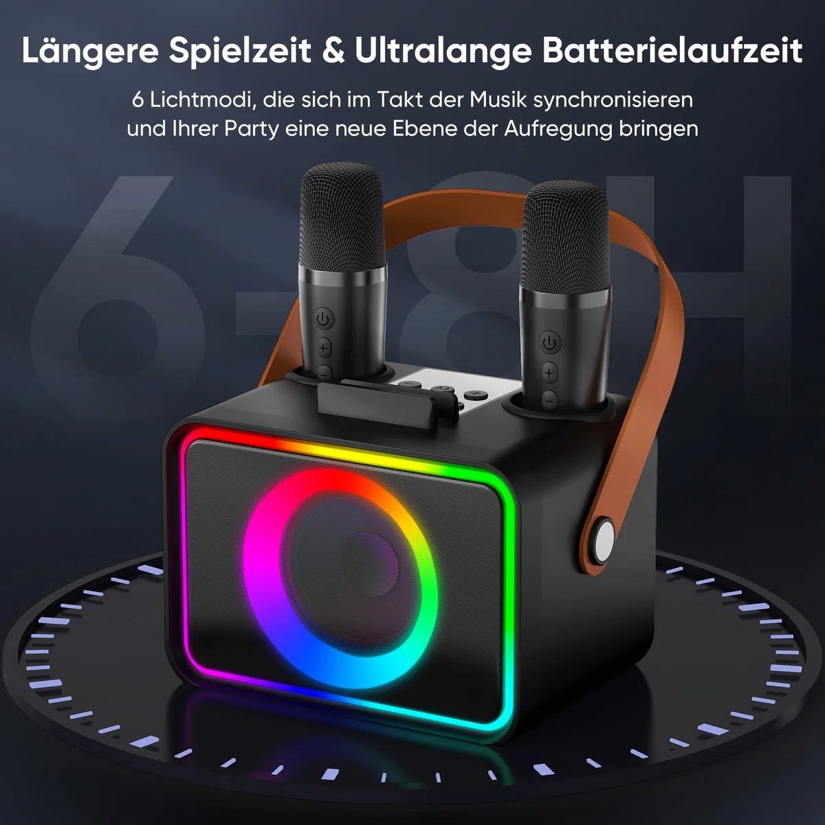 [2026] Karaoke Maschine 2 Mikrofonen: Karaoke Anlage mit 2 Karaoke Mikrofonen - Tragbare Bluetooth Karaoke Box Lautsprecher für Erwachsene Kinder Geschenk für Geburtstag PA Subwoofer Lautsprecher