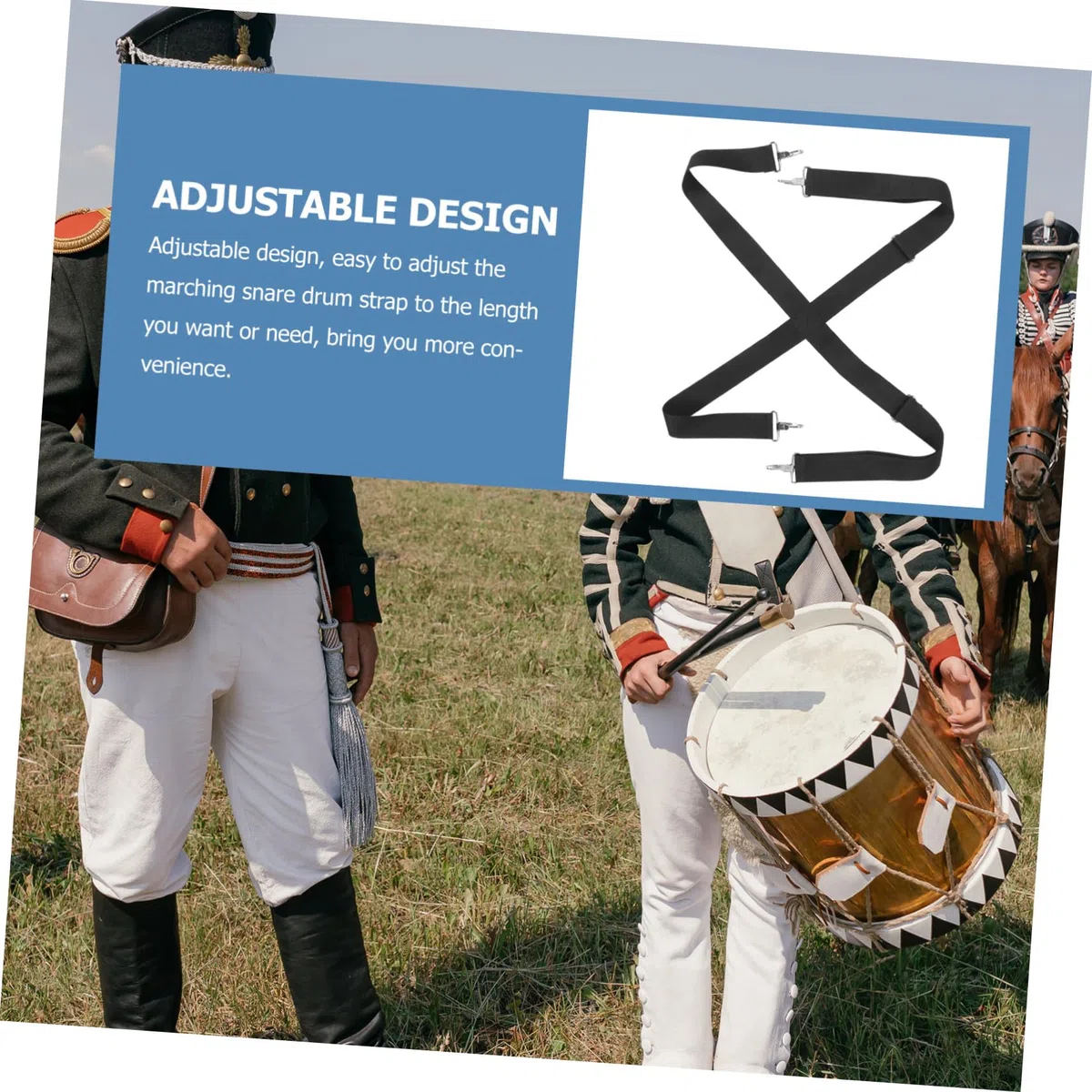 Verstellbarer mit Bequemem Tragegurt Marschtrommel aus Nylon Schultergurt zur Handfreiheit für Snare Drum bei Parade und Performance