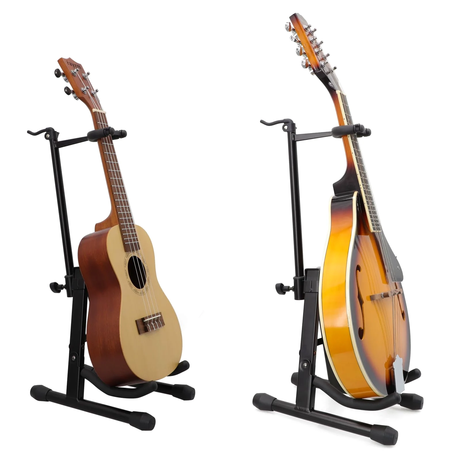 Rayzm Geigenständer mit Bogenbügel, Robuster Klappständer aus Metall für Violine/Mandoline/Ukulele, Einfache Installation