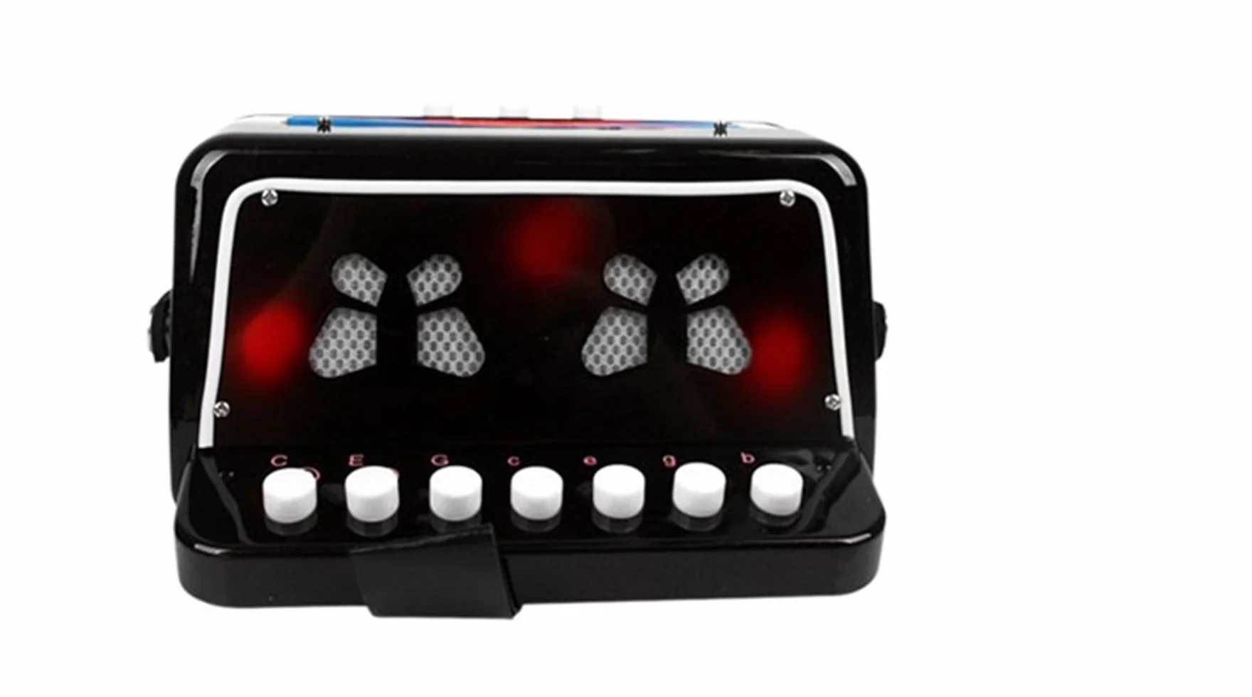 FunnyGoo Oostifun Kinder Kinder Knopf Akkordeon Spielzeug Tastaturinstrumente mit 7 Höhen, 3 Luftventile, Handschlaufe, Early Learning Eduction Instrument Musikspielzeug für Anfänger Schwarz