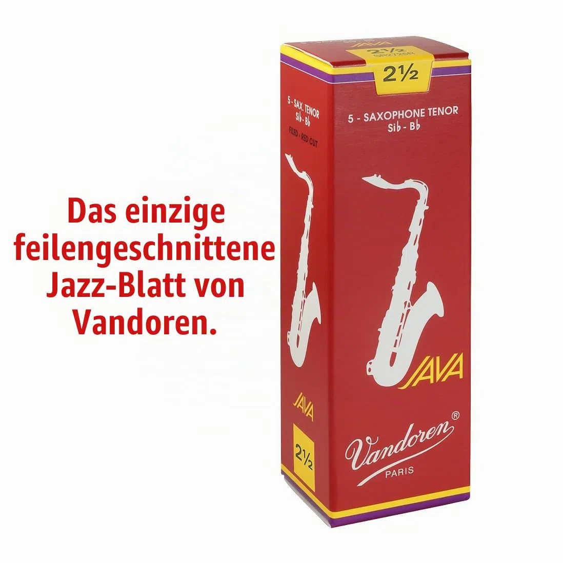 Vandoren SR2725R Java 5 Blätter für Tenorsaxophon 2.5 Rot