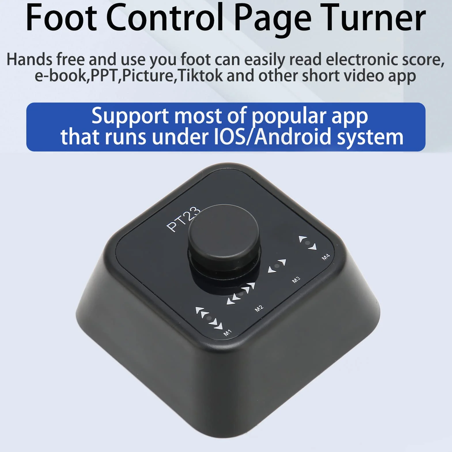 Bluetooth-Seitenwender-Pedal für Tablets, Telefon, Kabelloses Fußschalterpedal, Multimedia-Controller-Taste, Typ-C-Aufladung, Kompatibel mit für Windows, für OS X, für Android