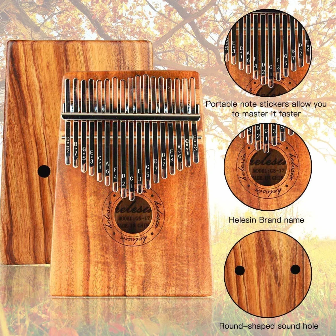 Kalimba 17 Schlüssel, Daumenklavier Kalimba Thumb Piano Finger Solide Instrument mit Wasserdichte Schutzbox, Professionelle Thumb Piano für Kinder, Erwachsene und Musikliebhaber