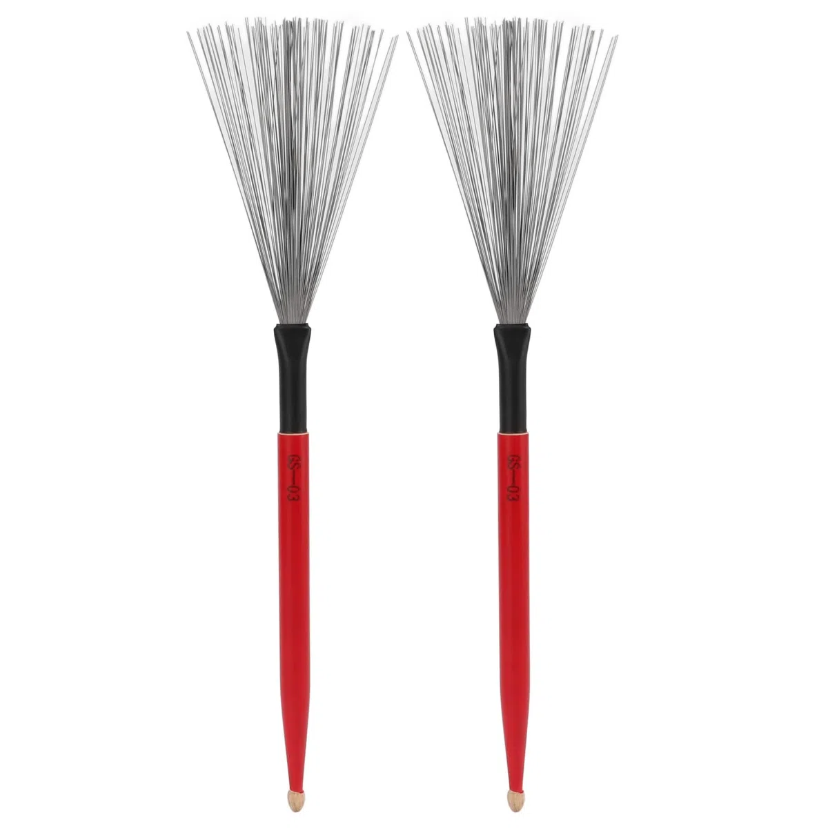 plplaaoo 1 Paar Trommelbürsten, doppelköpfiger Ahorn-Drumstick, Gummi-Stahldraht, tragbare Percussion-Bürste, Drum-Brush-Sticks für Schlagzeuger, Anfänger, Rockband, Jazz-Folk, Musikliebhaber, TRO