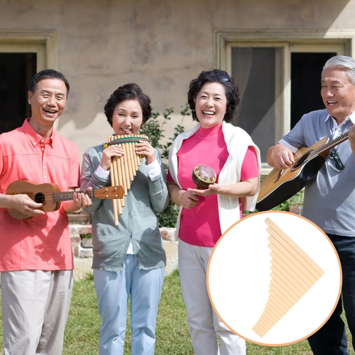 Traditionelles Musikinstrument Panflöte in G-dur mit 22 Pfeifen aus Kunststoff Vielseitig Einsetzbar für Volksmusik und Bühnenauftritte Elegantes Beige Design für Anfänger