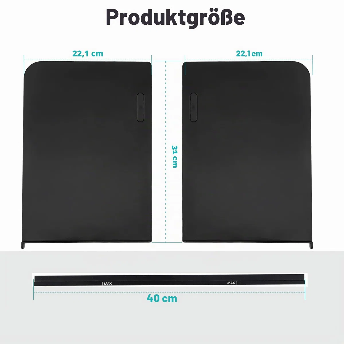 Vekkia Notenständer-Verlängerungen, Panel 21,6 cm × 31,8 cm (2 Stück), passend für Panel-Musikständer mit einer Breite von 51,8 cm oder weniger, max. montierte Breite 64 cm.