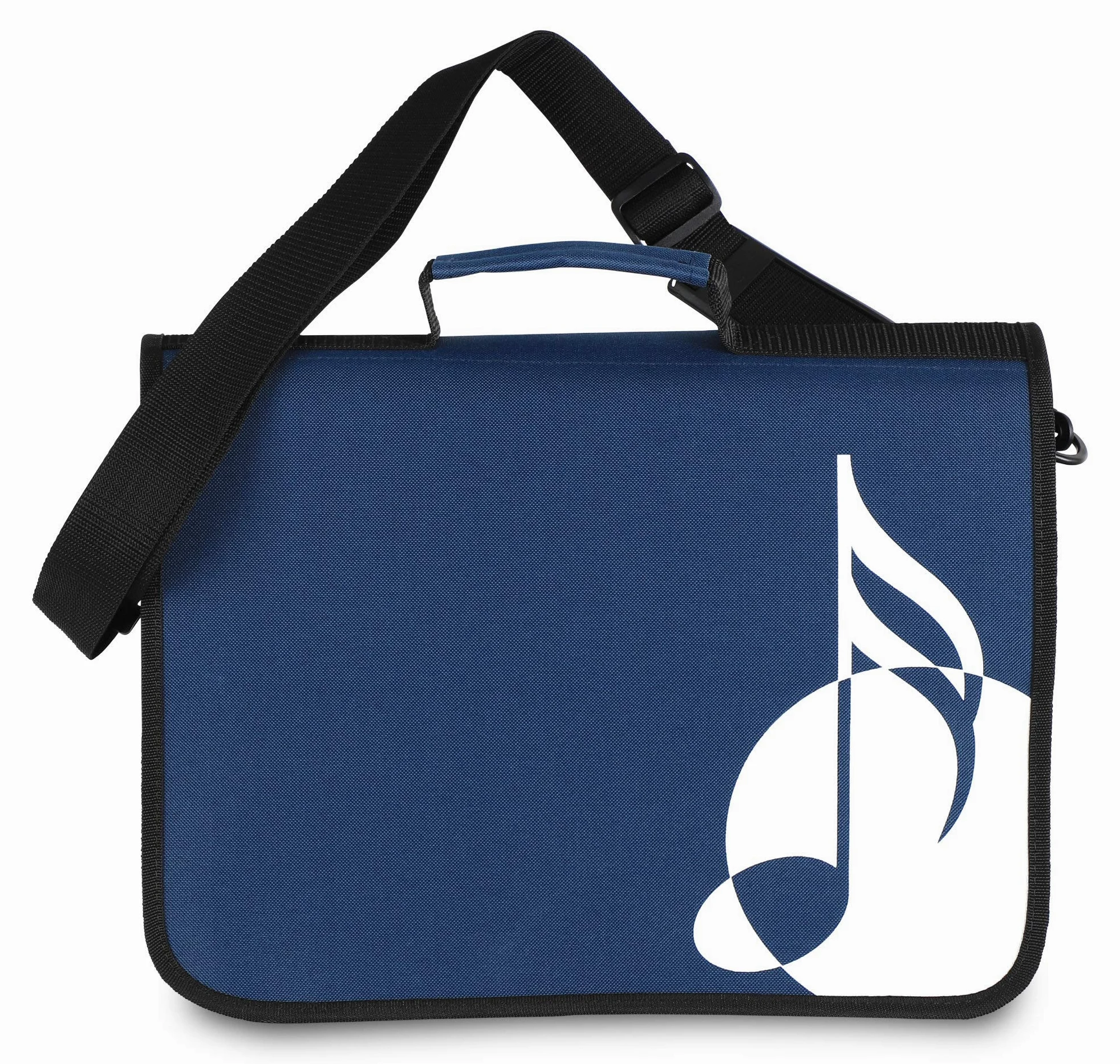 Classic Cantabile Notentasche - Tasche für Musikunterricht und Musikalische Früherziehung - Für Noten im DIN- und US-Format - Schultergurt - Innenfächer für Utensilien - Musik-Design - blau