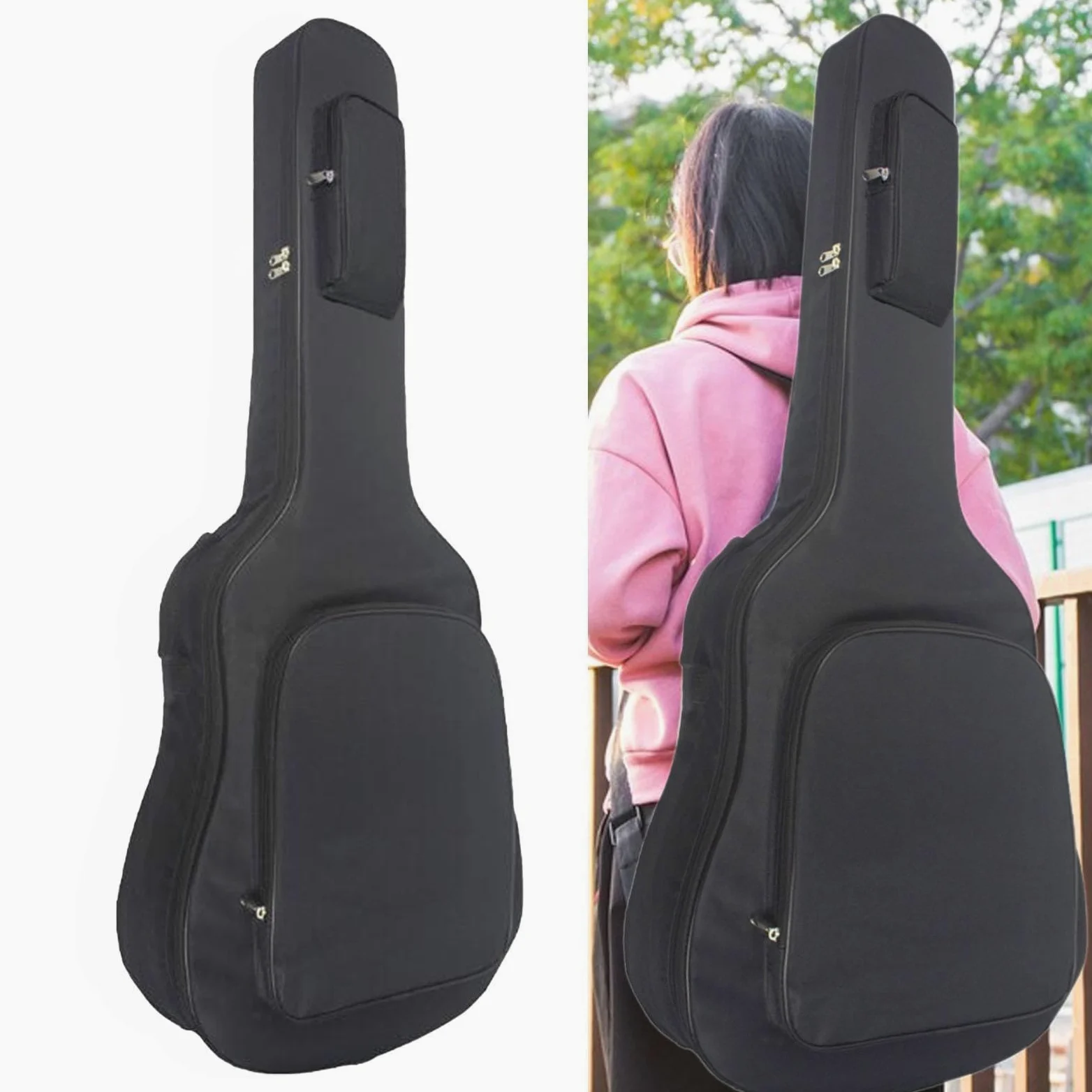 perfeclan 36 38 Zoll Gitarrentasche Gigbag Schutz Tragbar Staubdicht mit Rucksackgurt Wasserdicht Oxford Große Tasche Gepolsterte Polsterung- 100x38x11,5 cm - Für Akustikgitarren