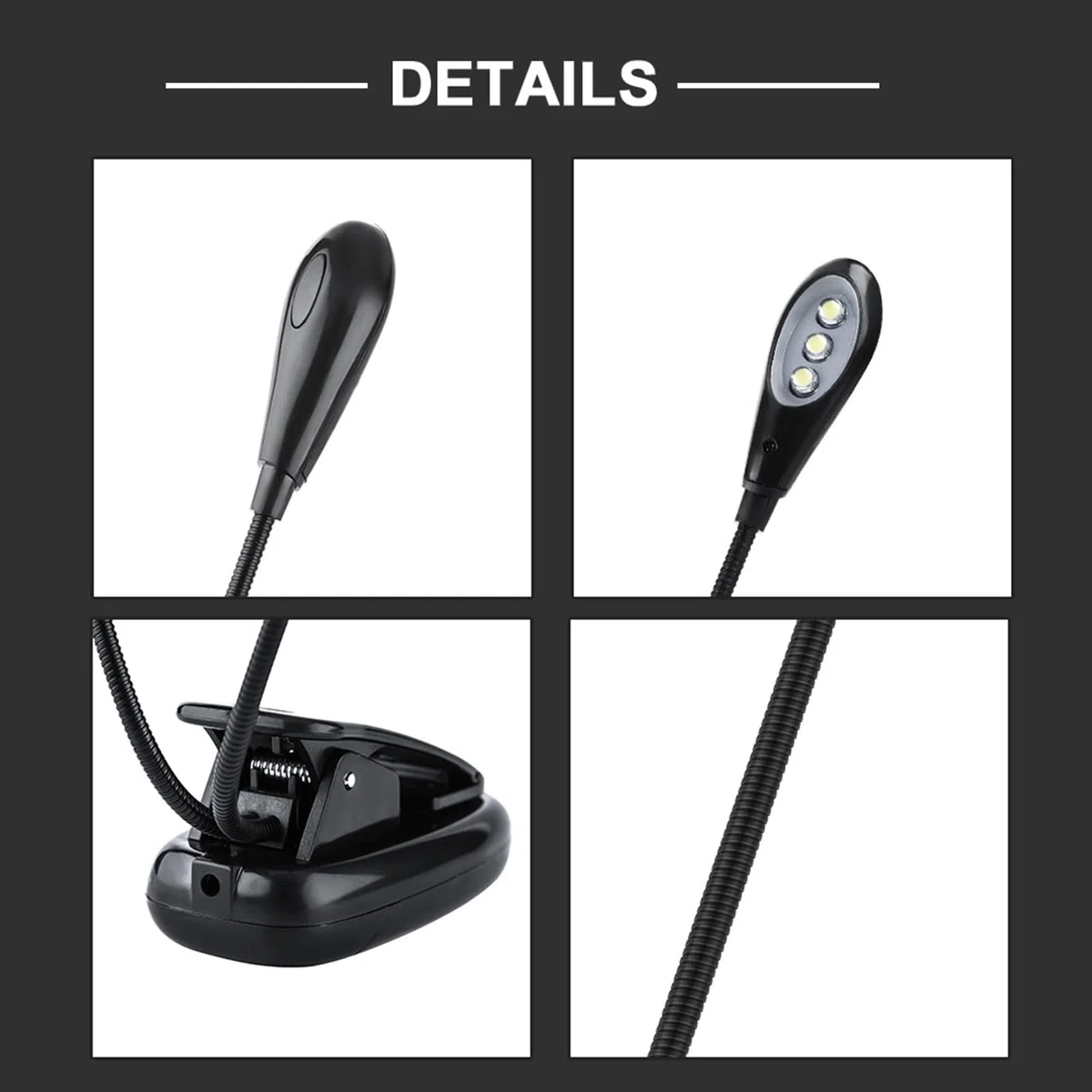 Wiederaufladbare Musikständer Licht, Clip auf Licht, optionale 6 LED- oder 8 LED -verstellbare Arme Licht (6 Lichter)