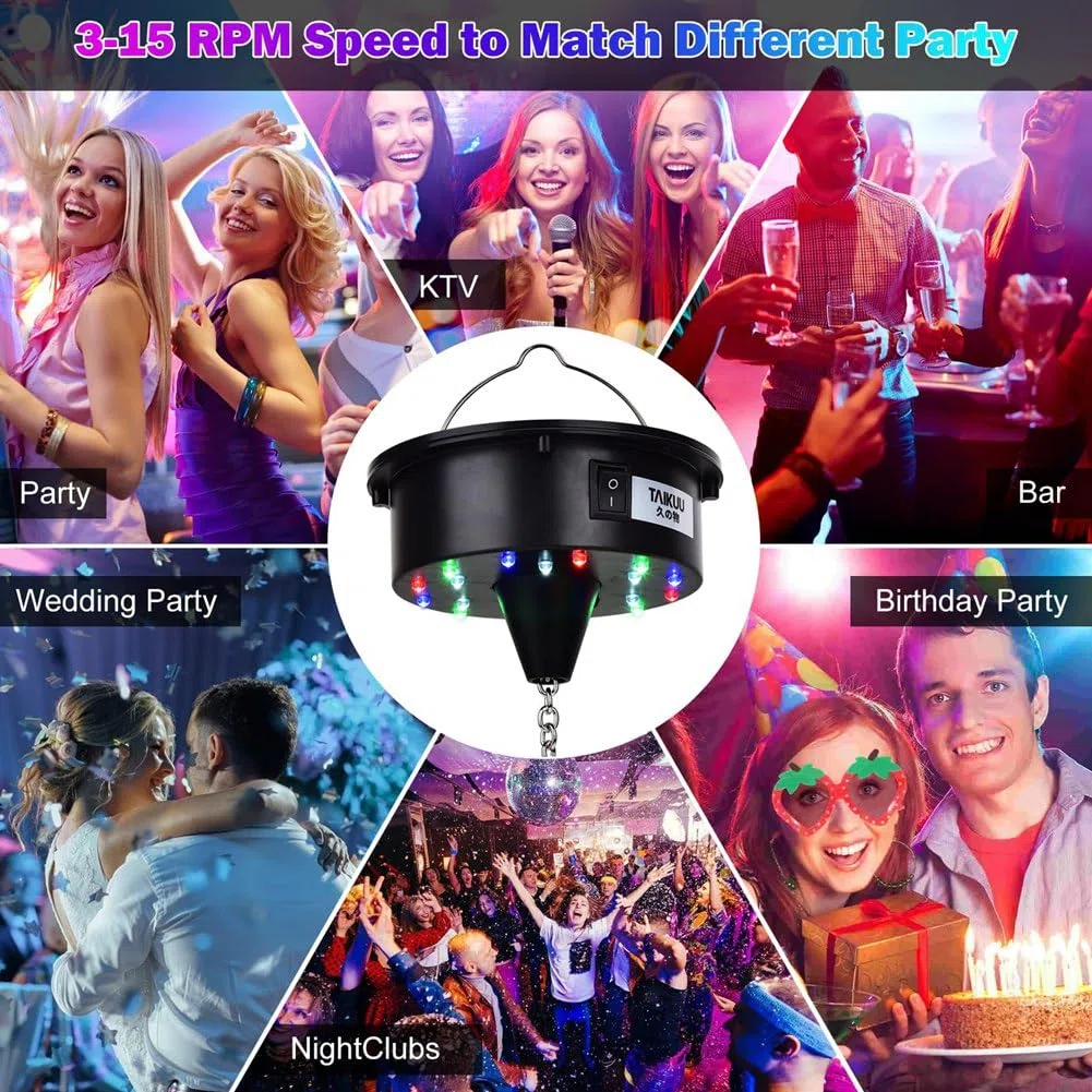 Diskokugel-Motorlichter mit Fernbedienung, 3-15 Min Einstellbarer Spinner, 18 LEDs für 8 10 12 16 20 24 Duty Spiegelkugelmotor
