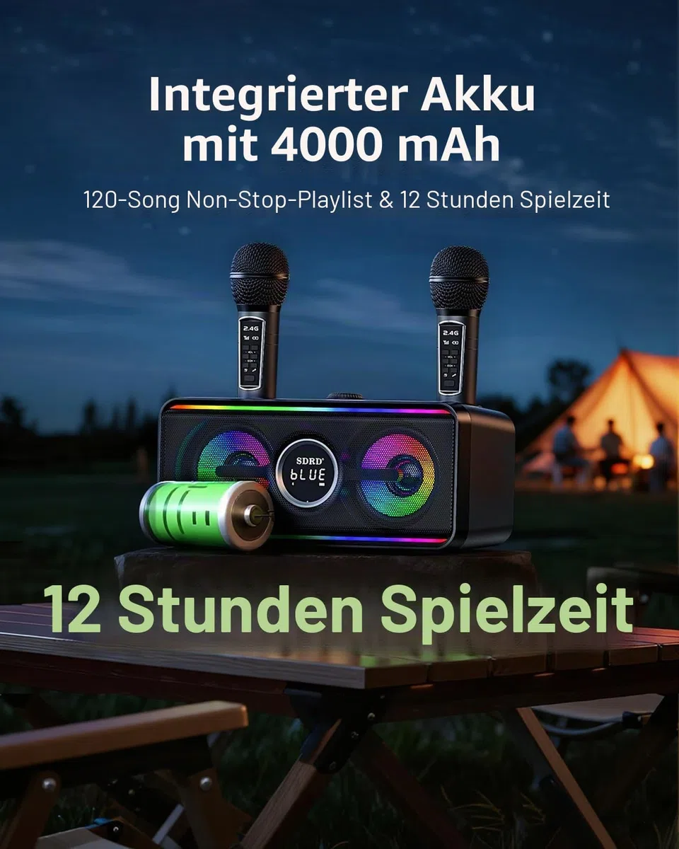 216 Bluetooth-Karaoke-Maschine für Erwachsene und Kinder mit Aufbewahrungs- und Ladestation, Leistungsstarkem Karaoke-System, 12 Stunden Spielzeit, Wiederaufladbarem Kabellosem Mikrofon
