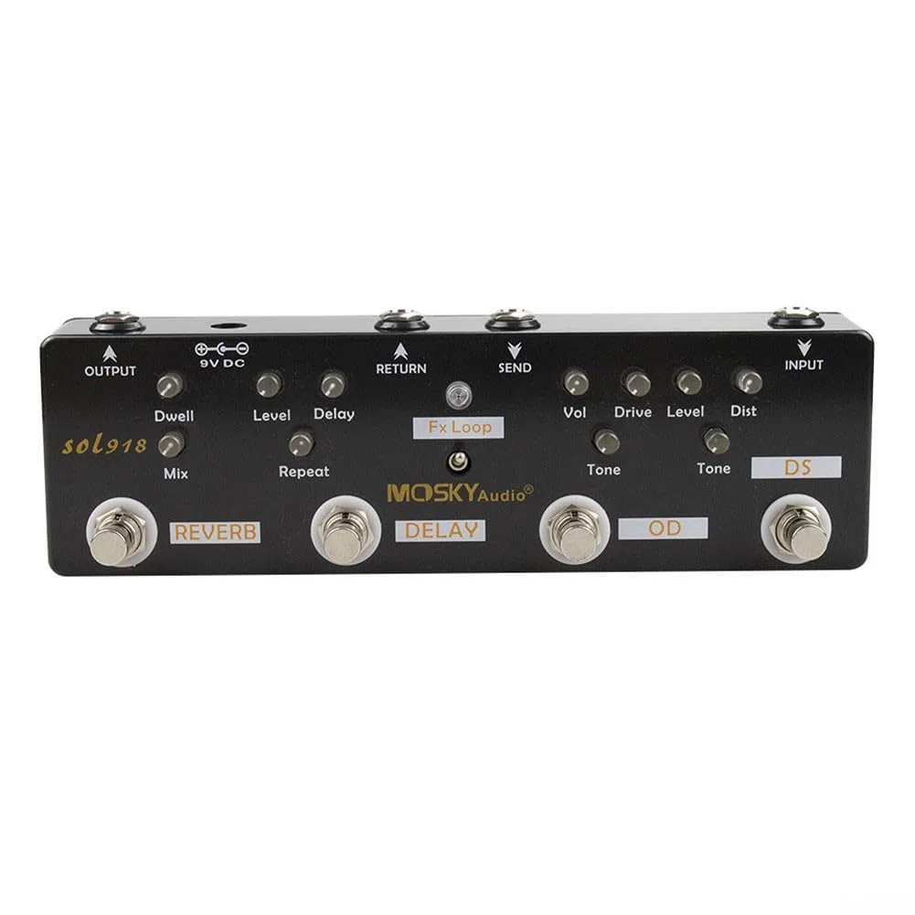 5-in-1 Gitarre Multi-Effektpedal Distortion Delay Reverb Overdrive Loop Gitarre Musik Zubehör für Gitarre Enthusiasten