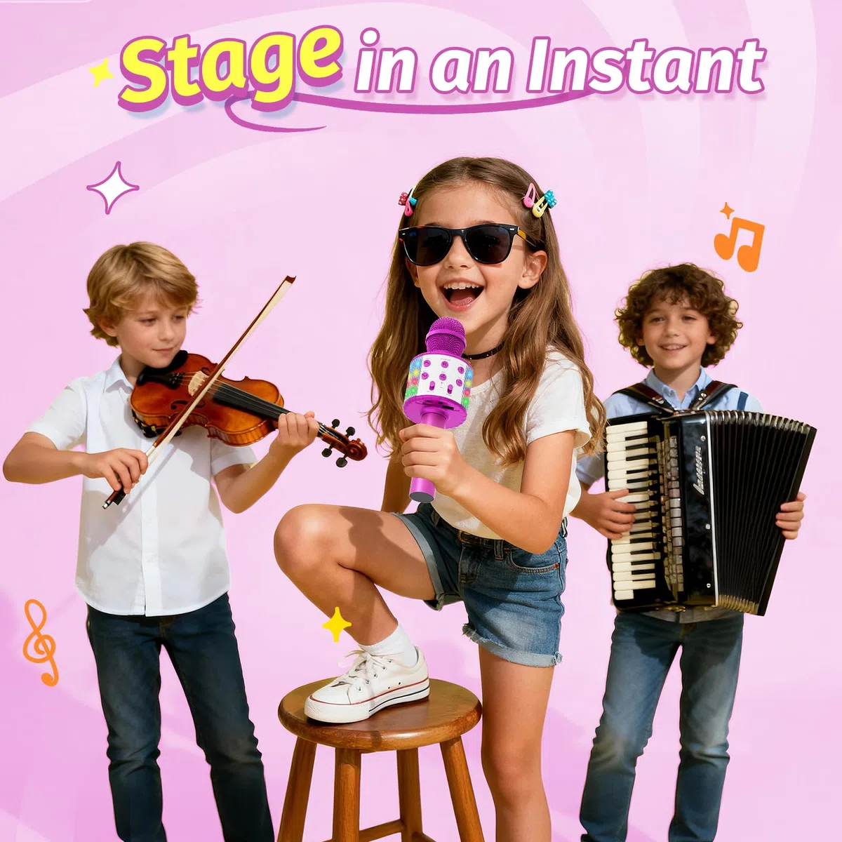 Fede Karaoke Mikrofon, Drahtloses Bluetooth Mikrofon für Kinder, Lustige Geschenke Spielzeug für Teenager Mädchen Jungen, Tragbares KTV Lautsprecher Recorder für Smartphone PC
