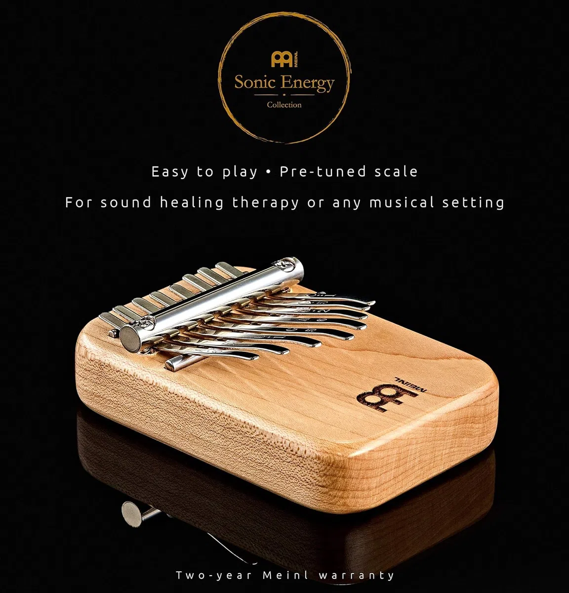 Sonic Energy Massivkörper Kalimba – C-Dur, 8 Töne – Ahornholz – Für Meditation, Yoga, Percussion – Inkl. Zubehör (KL801S)