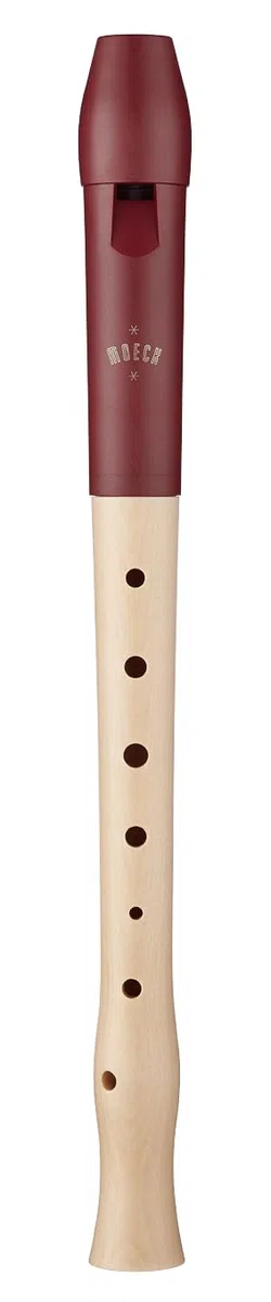 Moeck Blockflöte Flauto 1 Plus 1020 Ahorn, Kopf aus Kunststoff/rot