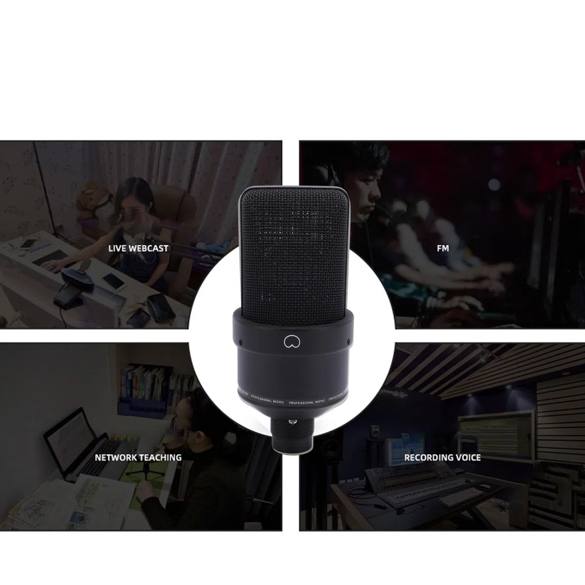 Mikrofon, XLR Kondensatormikrofon Großmembran Kondensator Studio Microphone mit Schockhalterung, XLR-Kabel und Windschutz für Podcasting, Streaming, Gaming, Aufnahmen
