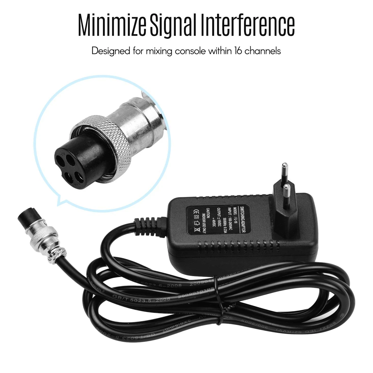Mischpulte Mischpult Netzteil Netzteil 15V 230mA Universeller 4-poliger runder Anschluss für 16 Kanäle oder weniger Mischkonsolen Ersatzzubehör 100-240V Eingang EU-Stecker