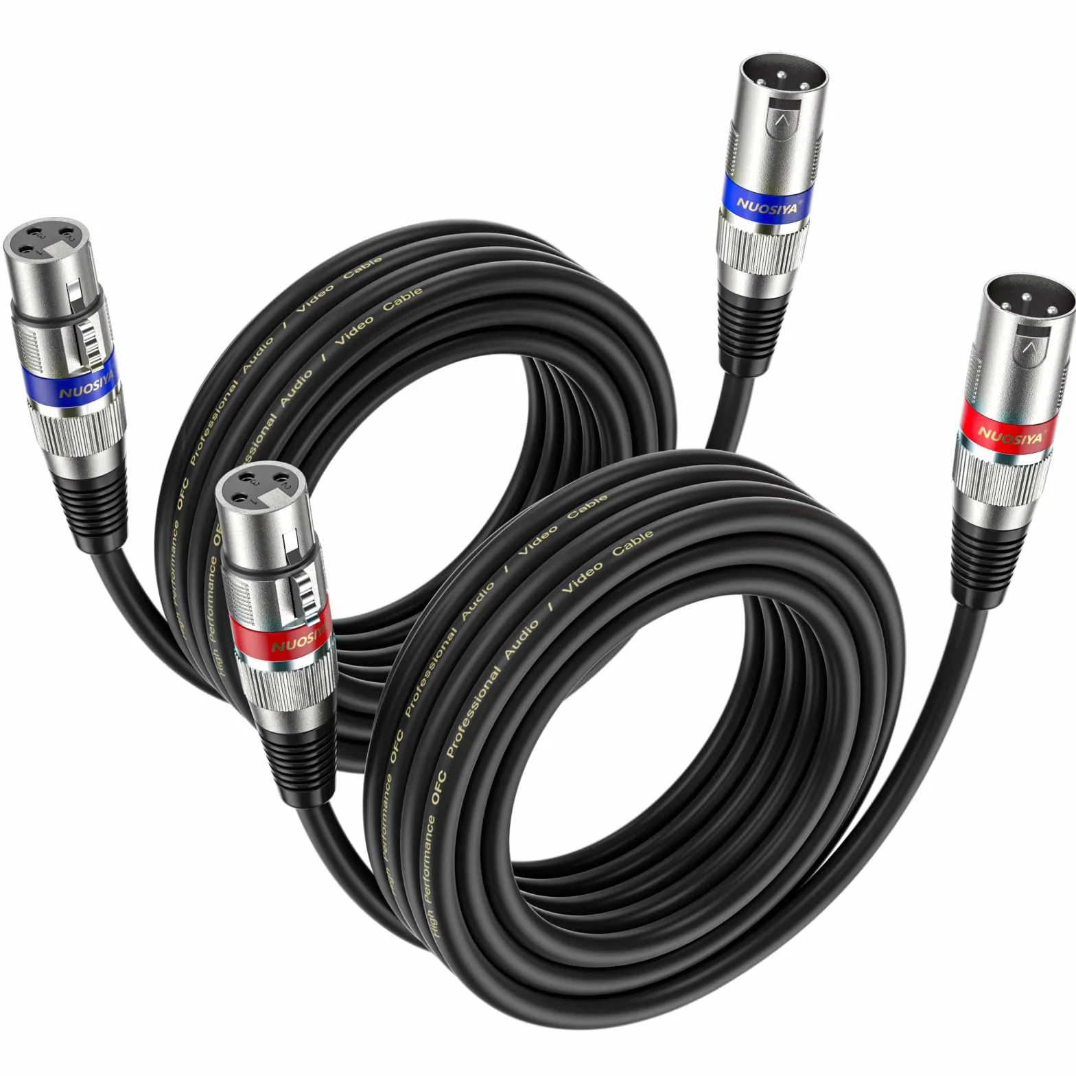 XLR Kabel 5m 2 Pack, Mikrofon XLR Symmetrisch Audio Verlängerungskabel, 3-poligen Adapter XLR Stecker auf Buchse Kabel für Studio-Recorder, Mikrofon, Mixer, Lautsprechersystem