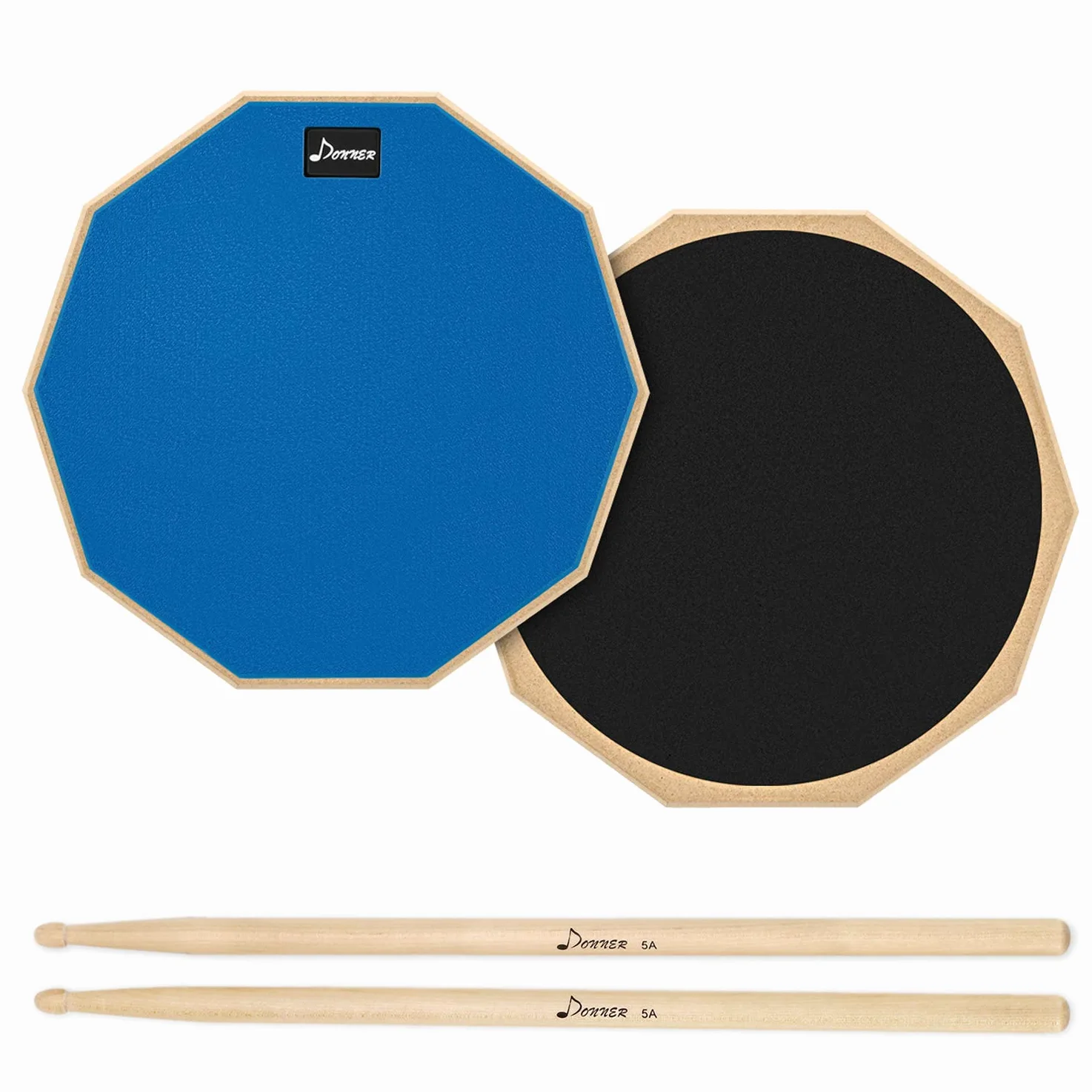 Donner Drum Practice Pad Übungspad 12 Zoll mit Drumsticks, Blau