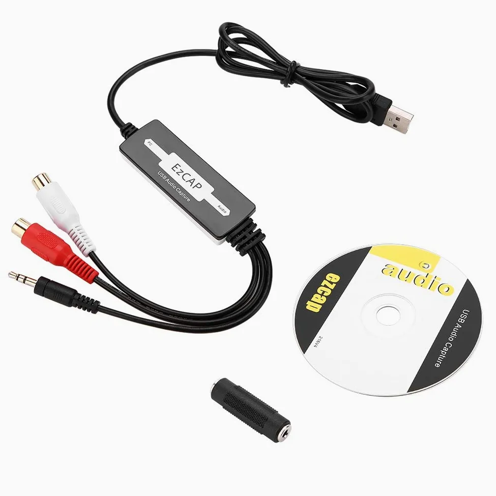 USB Audio Capture Card Audio Sound Grabber Recorder für Plattenspieler Kassetten auf MP3/WAV, Zweikanal-Stereo-Audio