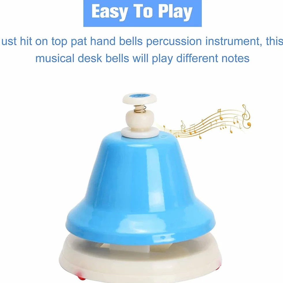 Tischglocken-Set mit 8 Glocken, Percussion Diatonische Metall Handglocken, Regenbogen Musik Glocken, Musikalisches Lernen, Melody Bell Instrument für Musik und Haustiertraining