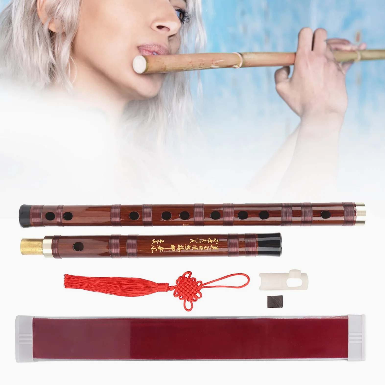 Bambusflöte Traditionelles Flötenset Trocken Bitter Dizi E clé Blasinstrument Traditionelles Dizi Instrumenten Set Chinesisches Musikinstrument ZD 02