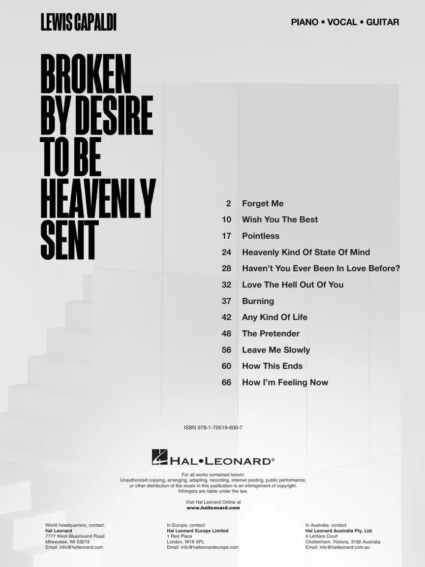 Broken by Desire to Be Heavenly Sent: Piano / Vocal / Guitar (Lewis Capaldi)