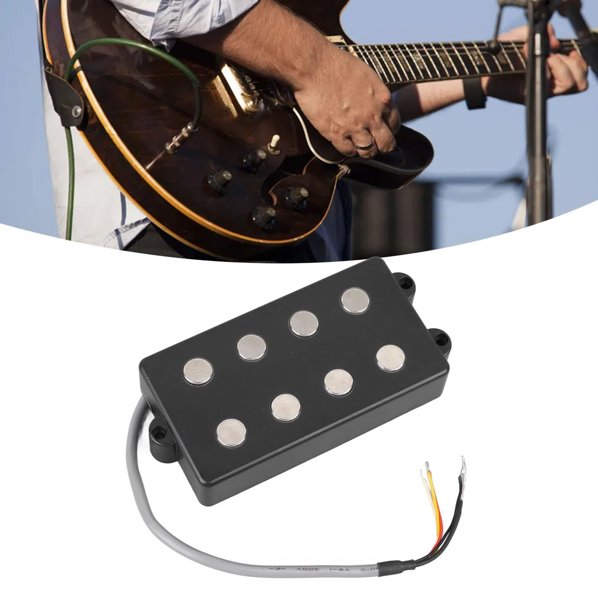 Bass Humbucker Tonabnehmer , 5 saitiger 4 Kern Gitarren Humbucker Tonabnehmer Im Offenen Stil für Bass