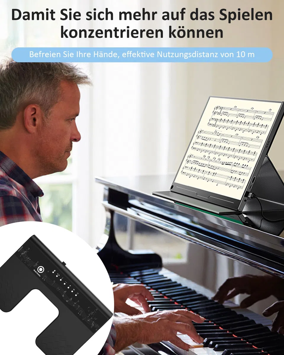 Bluetooth Page Turner Pedal: Bluetooth Fußschalter 6 Modi für Tablets Smartphones wiederaufladbar lautlos Live-Auftritte Konzerte Aufnahmestudios Instrumente Spielen oder Prompten