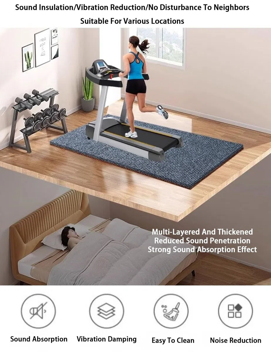 6mm Antirutschmatte, Antivibrationsmatte Schallschutzmatte Antidröhnmatte, Bodenschutzmatte Fitness, Anti Vibration Matte für Waschmaschinen/Trommeln/Klaviere/Sportgeräte(Schwarz,60x60cm)