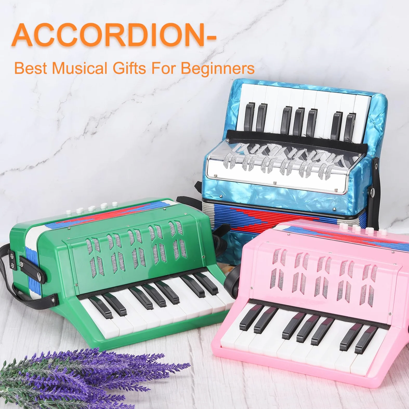 sourcing map Akkordeon, 17 Tasten 8 Bass Taste Akkordeon Mini Musikinstrument Leicht für Kinder Anfänger Pädagogisch, Himmelblau