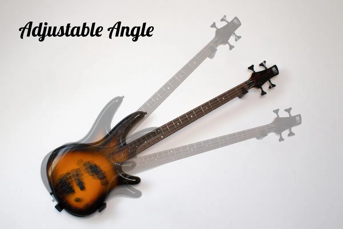 STAGECADIA Monolith E-Gitarren Bass Wandhalterung, Gitarrenhalter für die Wand, Schräg Geneigt Einstellbar Justierbar, Bügel Haken Wandhalter Ständer, Gitarrenzubehör, Schwarz