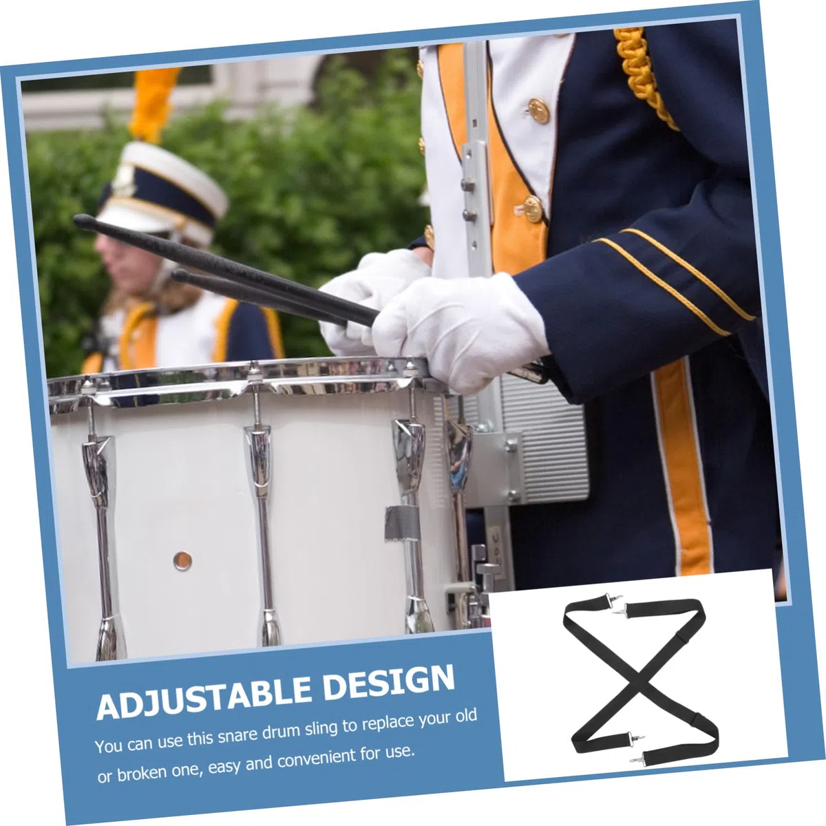 Verstellbarer mit Bequemem Tragegurt Marschtrommel aus Nylon Schultergurt zur Handfreiheit für Snare Drum bei Parade und Performance