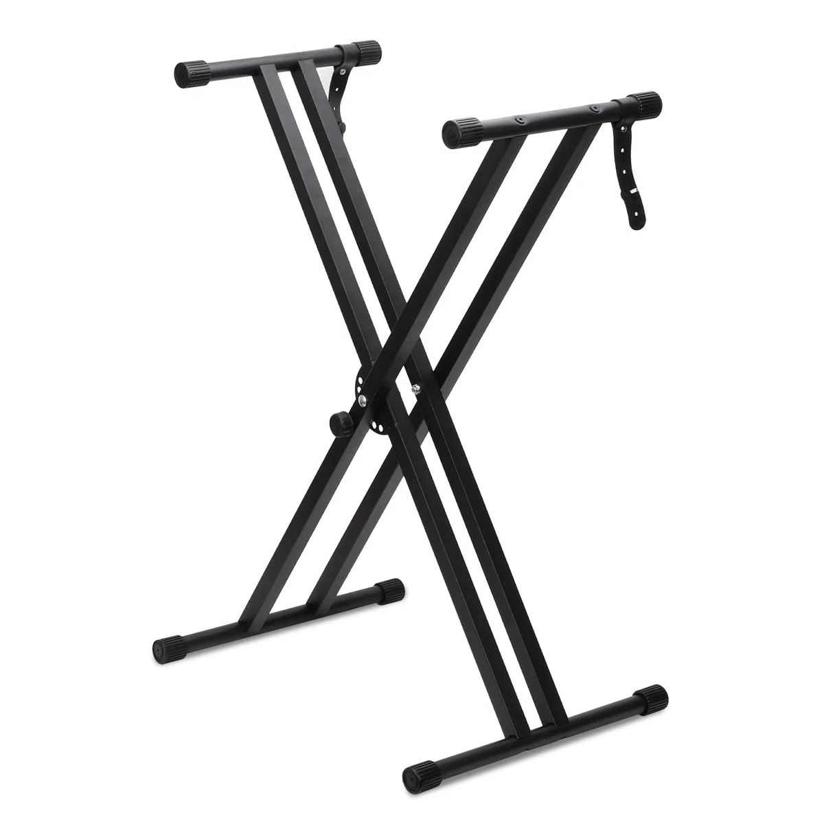 Keyboardständer für E-Pianos,X-förmig Doppelstrebiger E-Piano Ständer mit Verriegelungsriemen und Schnellspannmechanismus,Keyboard Ständer verstellbar 32 cm bis 97 cm für 54 61 76 88 Tasten (Schwarz)