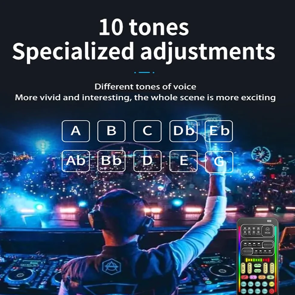 Soundeffektmaschine Stimmenverzerrer, tragbares Stimmenverzerrergerät mit 8 Soundeffekten, buntem Licht, Mini-Liveübertragung, Handmikrofon, Soundeffektmaschine für Telefon, Laptops, Computersp