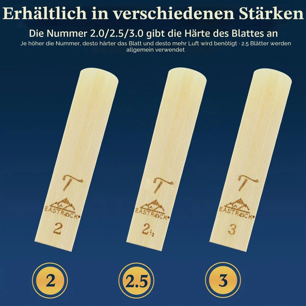 EASTROCK Traditionelle Altsaxophon-Blätter 2,5,saxophon blätter2.5,professionelle Altsaxophon-Blätter für Saxophon, Anfänger und Saxophonisten, Stärke, 2,5–10 Stück