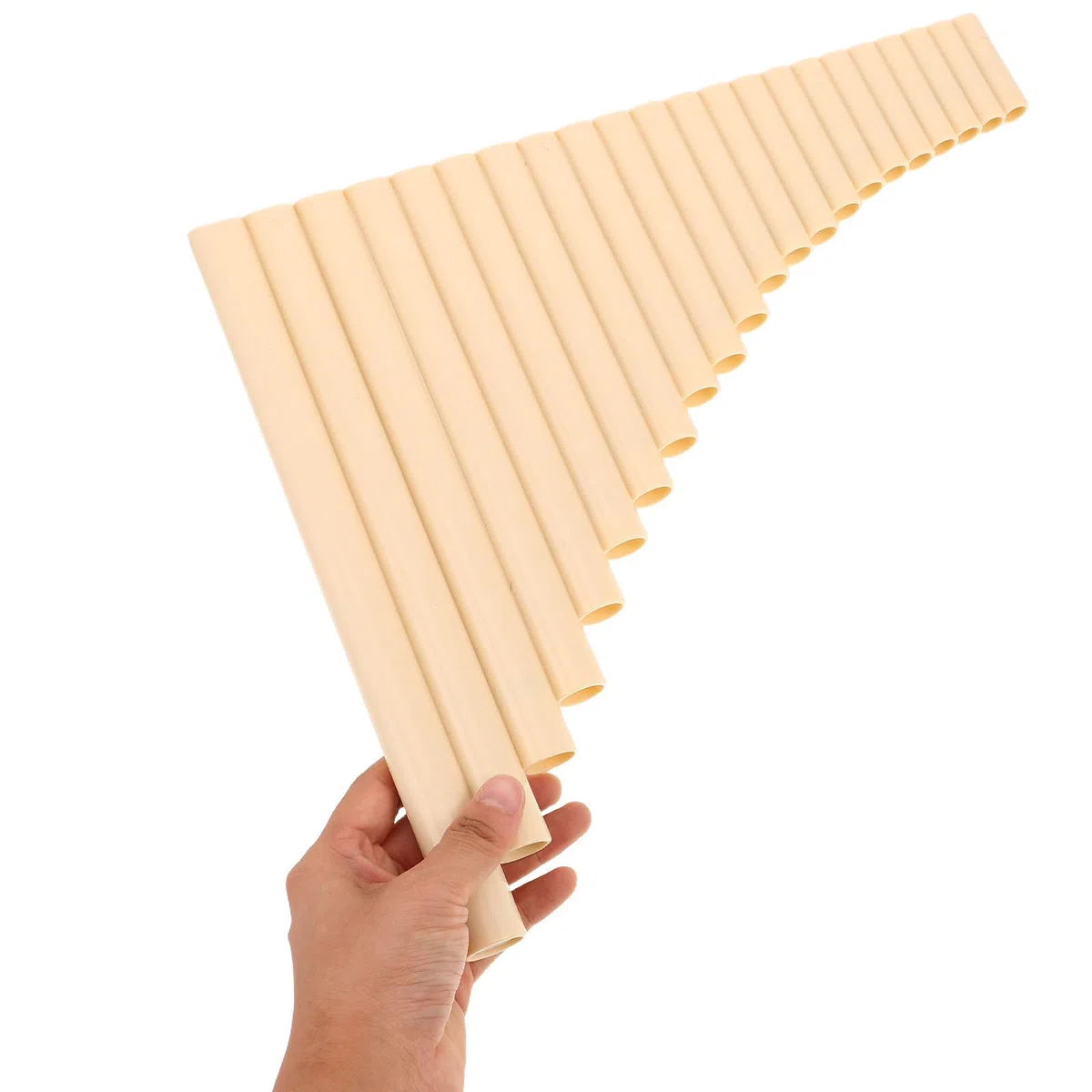 Traditionelles Musikinstrument Panflöte in G-dur mit 22 Pfeifen aus Kunststoff Vielseitig Einsetzbar für Volksmusik und Bühnenauftritte Elegantes Beige Design für Anfänger