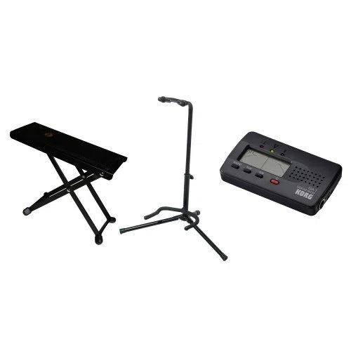 Fußbank + Gitarrenständer + Gitarrenstimmgerät Set