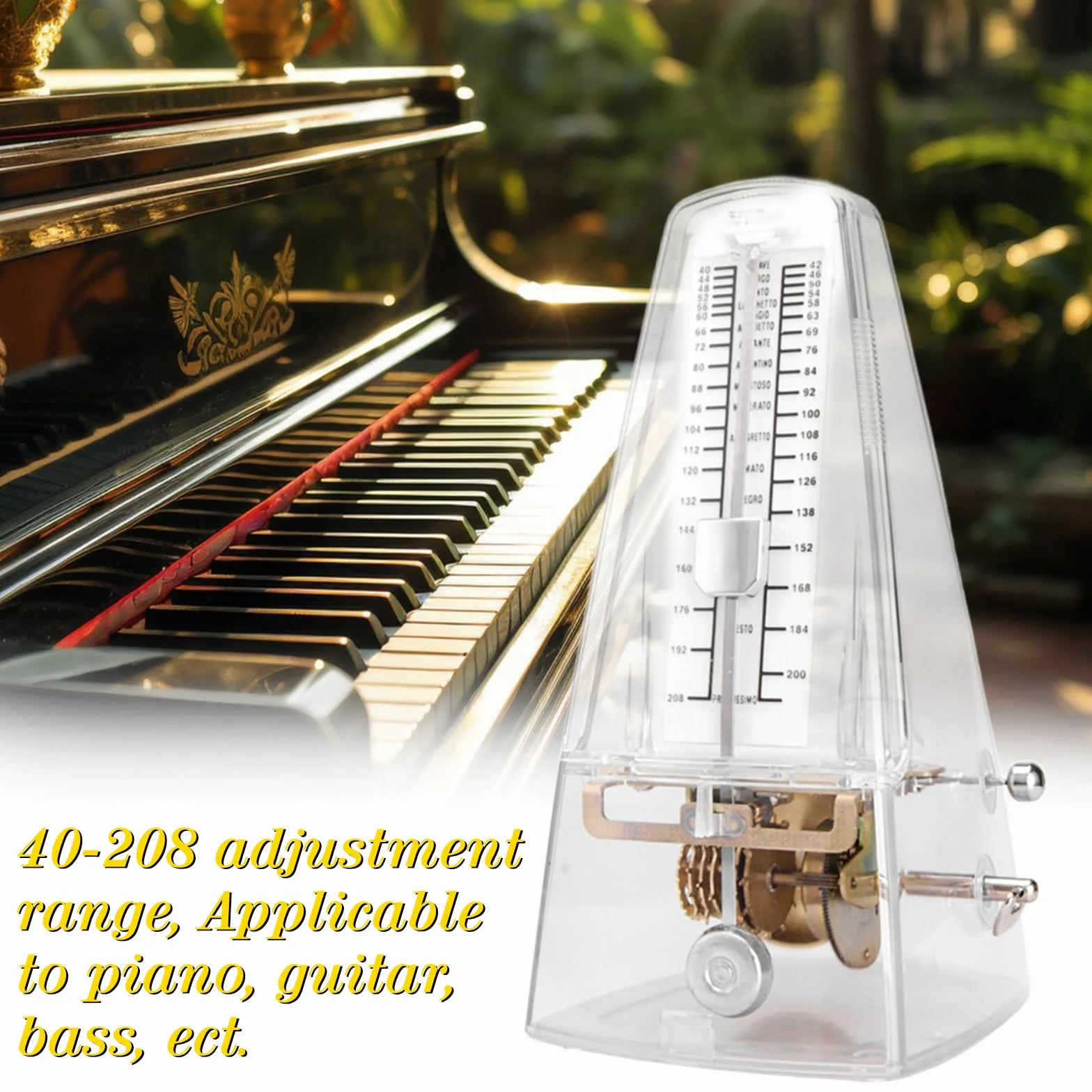 Mechanisches Metronom für Klavier Violine Gitarre Bass, Universales Hochpräzises Metronom, Transparent Hochpräzises Metronom Mechanisches, Lauter Klang, Track Beat und Tempo