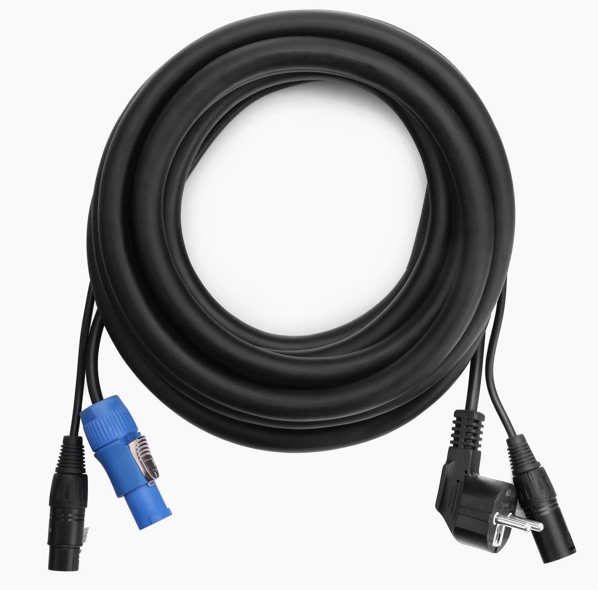 Pronomic Stage EUPPD-5 Hybridkabel Schuko/Powercon kompatibel + DMX 3-polig, 5m (ideal zur Verkabelung von Lichteffekten & Bühnenbeleuchtung)
