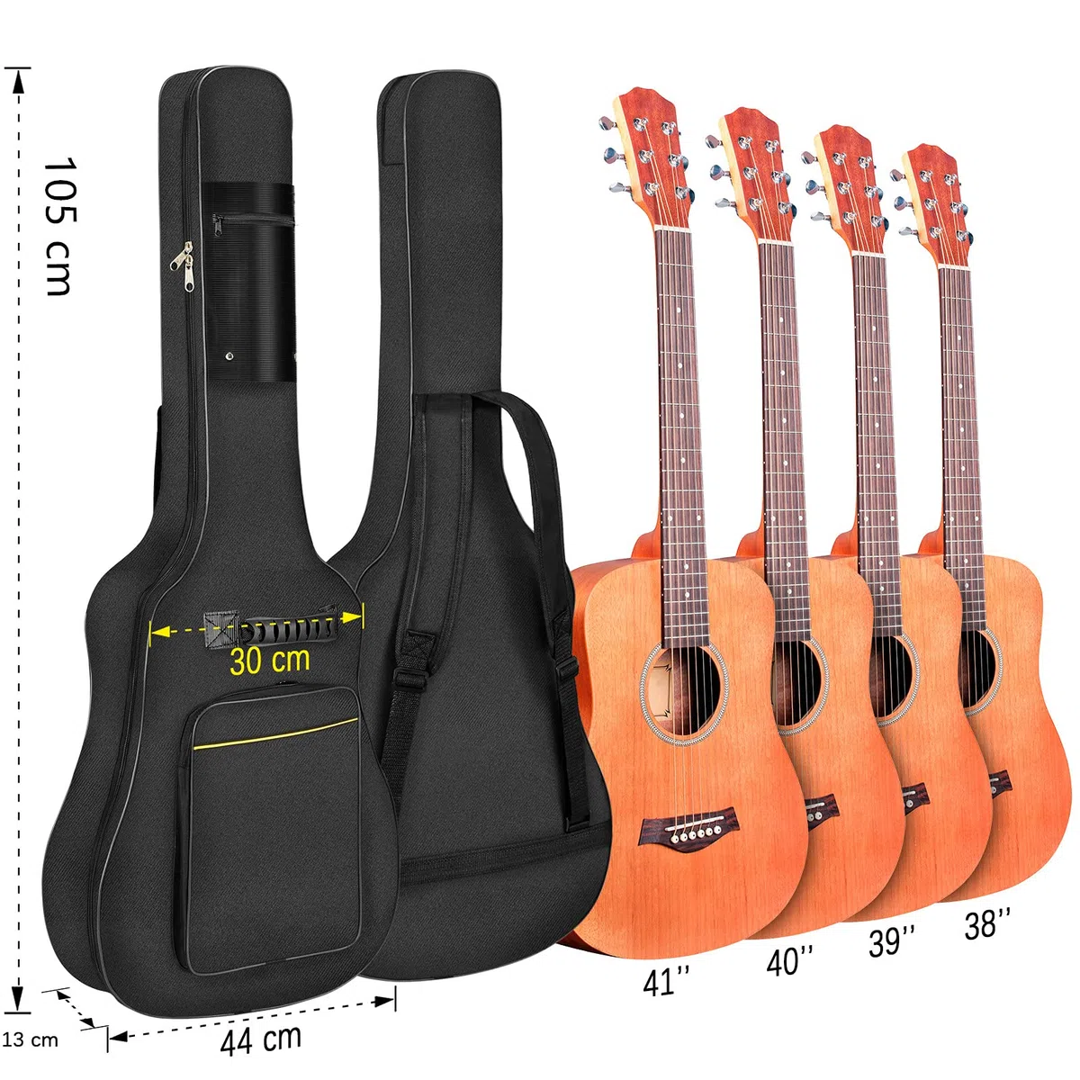 Gitarrentasche 40 41 Zoll Gig Bag Gitarre Tasche Akustik Guitar Bag Backpack Case Oxford Gitarrenhülle Gitarre Rucksack Gitarren Taschen (A2)