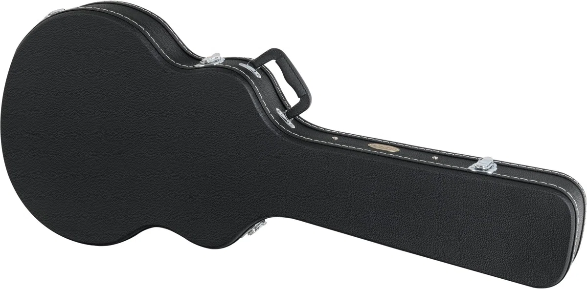 ROCKTILE Gitarrenkoffer für Semiacoustic Hollowbody Gitarren (gepolsterter Gigbag, integriertes Innenfach, abschliessbar, Gesamtlänge: 108cm, Höhe: 8,5 cm) Schwarz